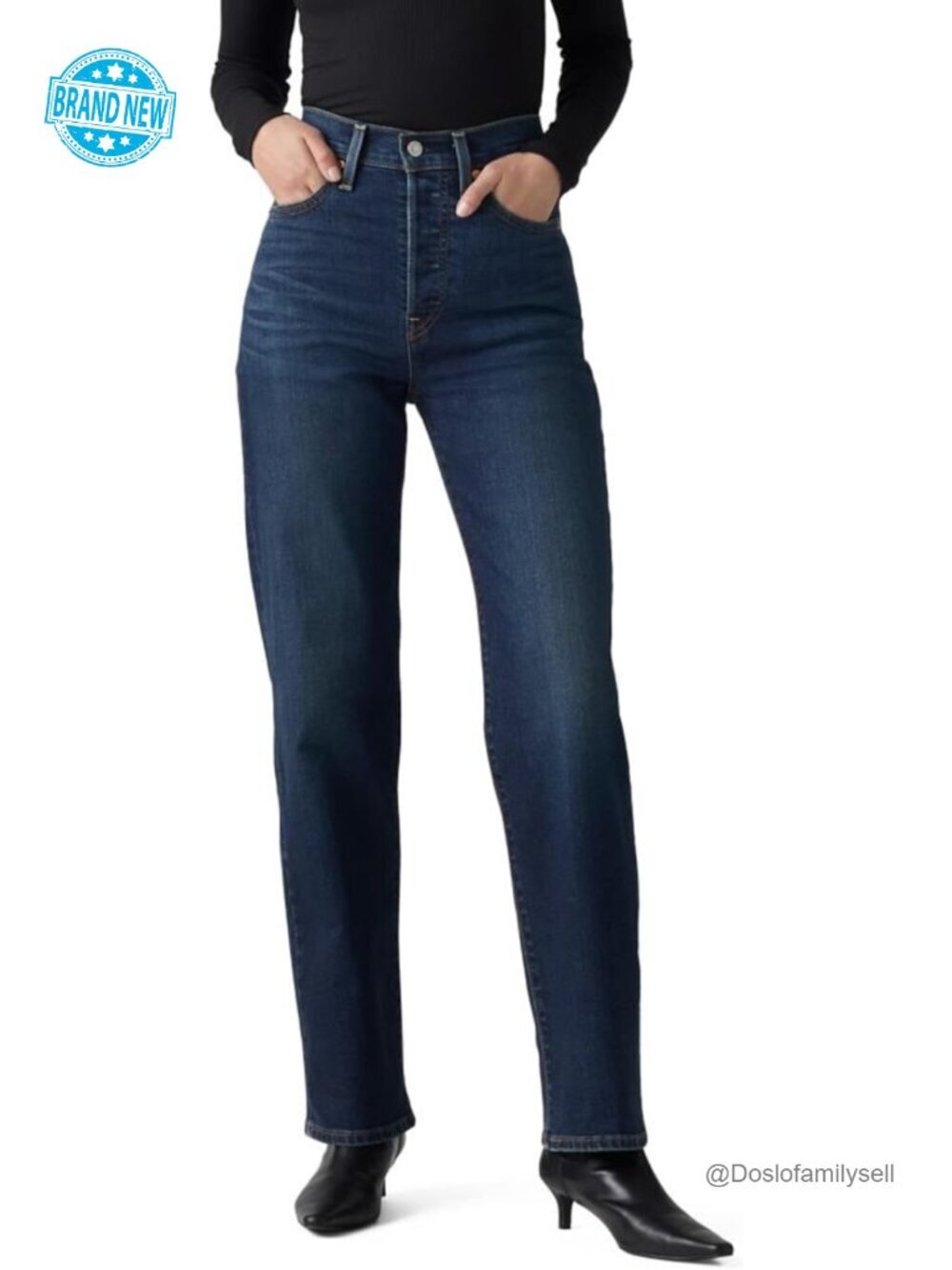 Women's Ribcage Straight Full Length Jeans High Rise Stretch